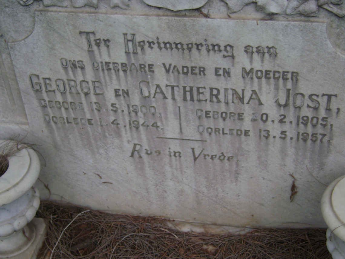 JOST George 1900-1944 &amp; Catherina 1905-1957