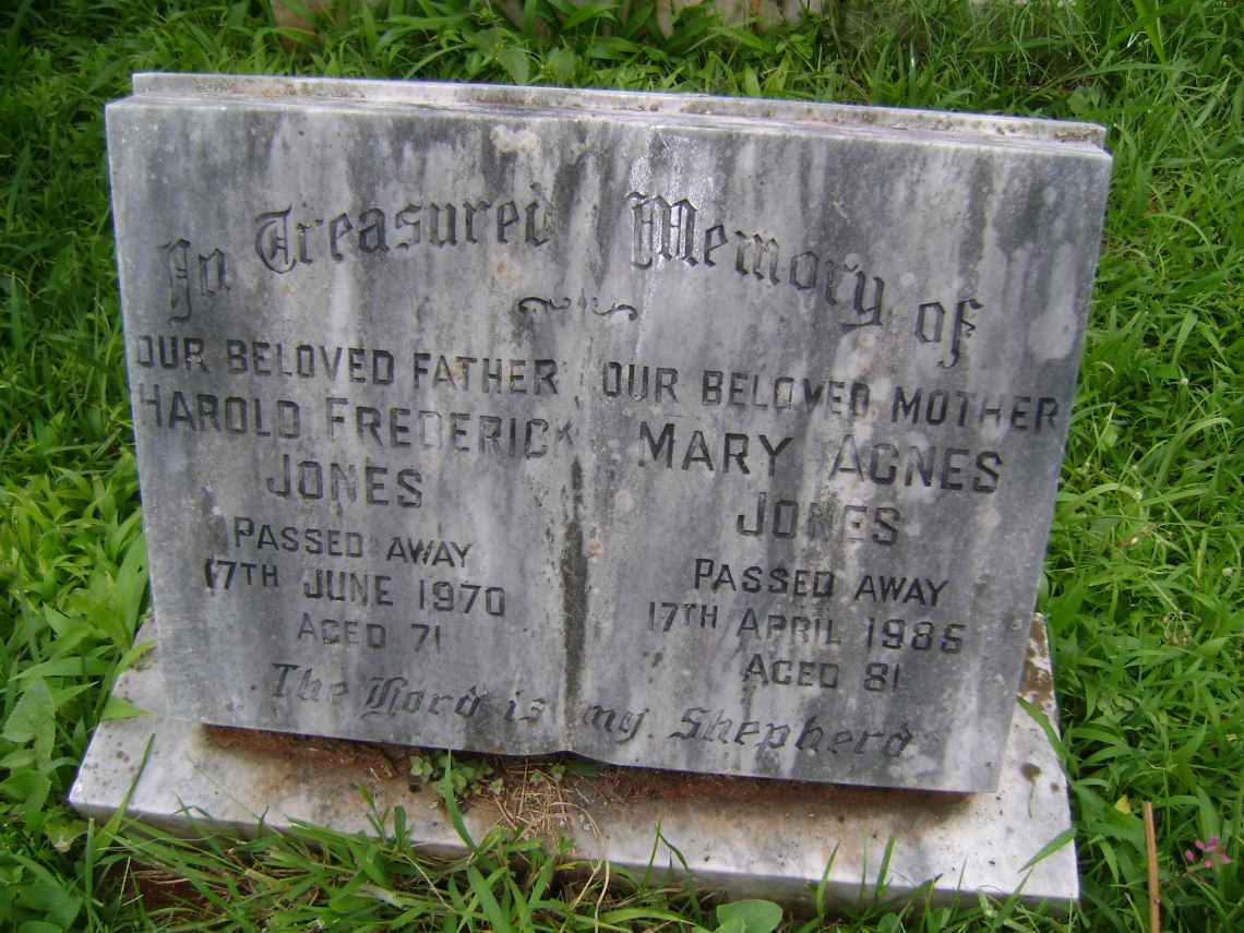 JONES Harold Frederick -1970 &amp; Mary Agnes -1985