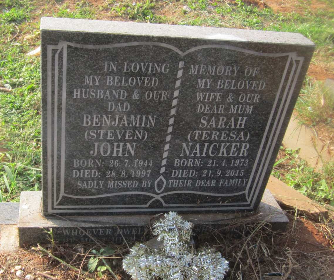 JOHN Benjamin 1944-1997 :: NAICKER Sarah 1973-2015