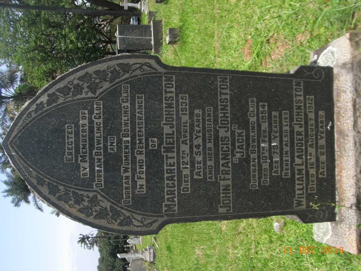 JOHNSTON John Francis -1954 &amp; Margaret Neil -1935 :: JOHNSTON William Lauder -1912