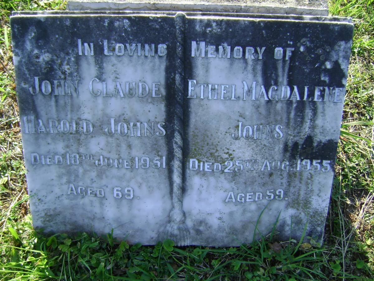 JOHNS John Claude Harold  -1951 &amp; Ethel Magdelene -1955