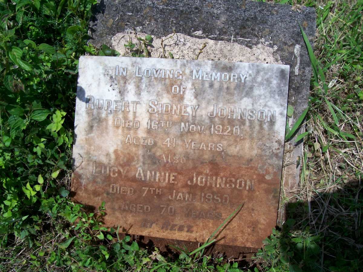JOHNSON Rupert Sidney -1920 &amp; Lucy Annie -1950