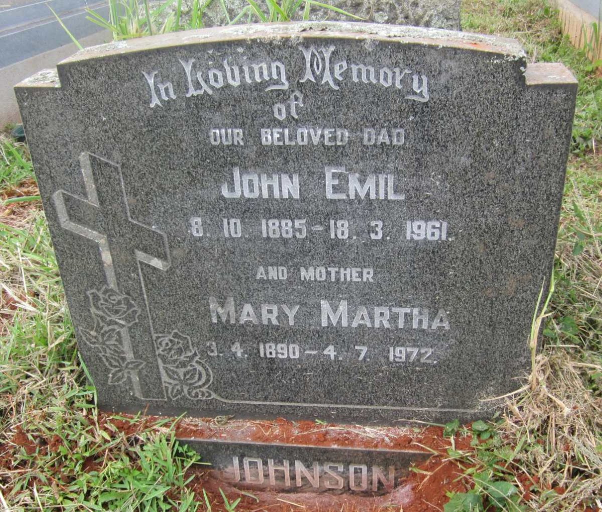 JOHNSON John Emil 1885-1961 &amp; Mary Martha 1890-1972