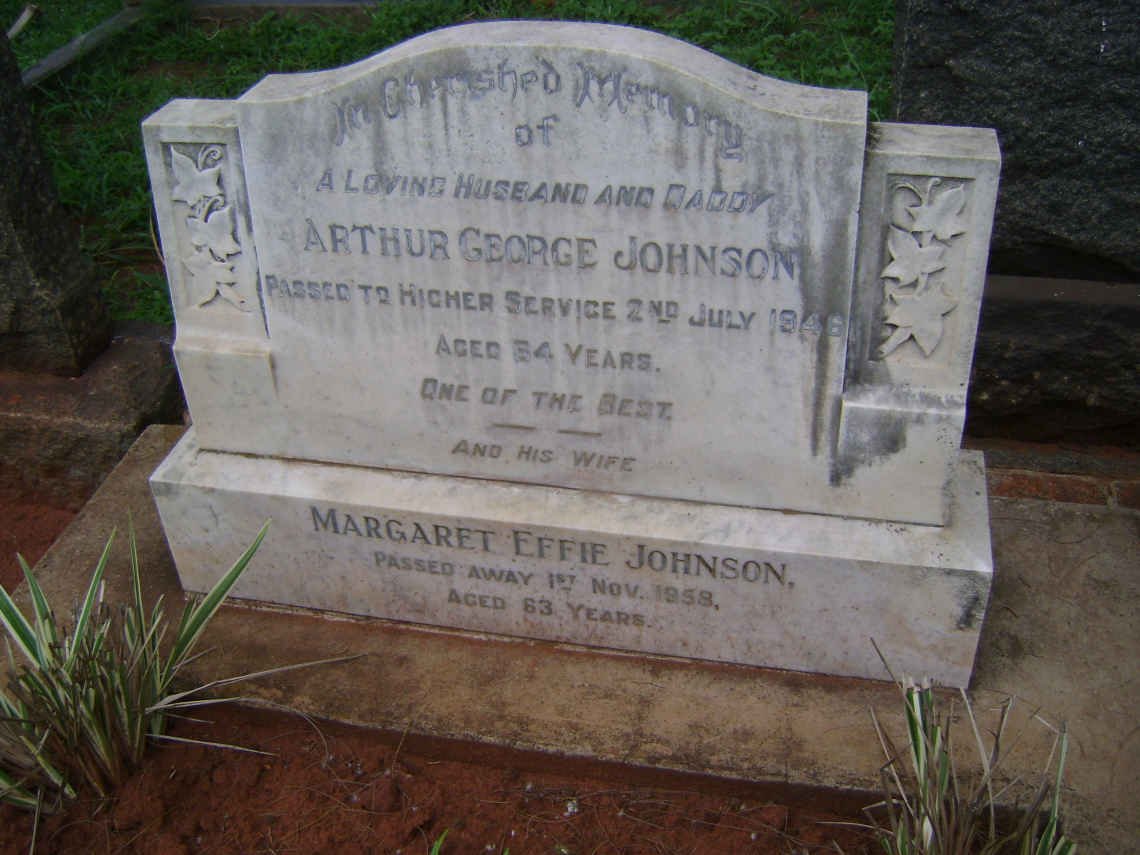JOHNSON Arthur George -1946 &amp; Margaret Effie -1958
