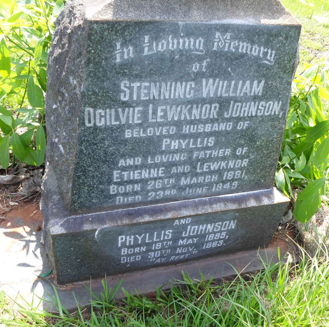 JOHNSON Stenning William Ogilvie Lewknor 1881-1949 &amp; Phyllis 1895-1963