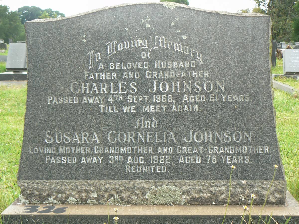 JOHNSON Charles -1968 &amp; Susanna Cornelia -1982
