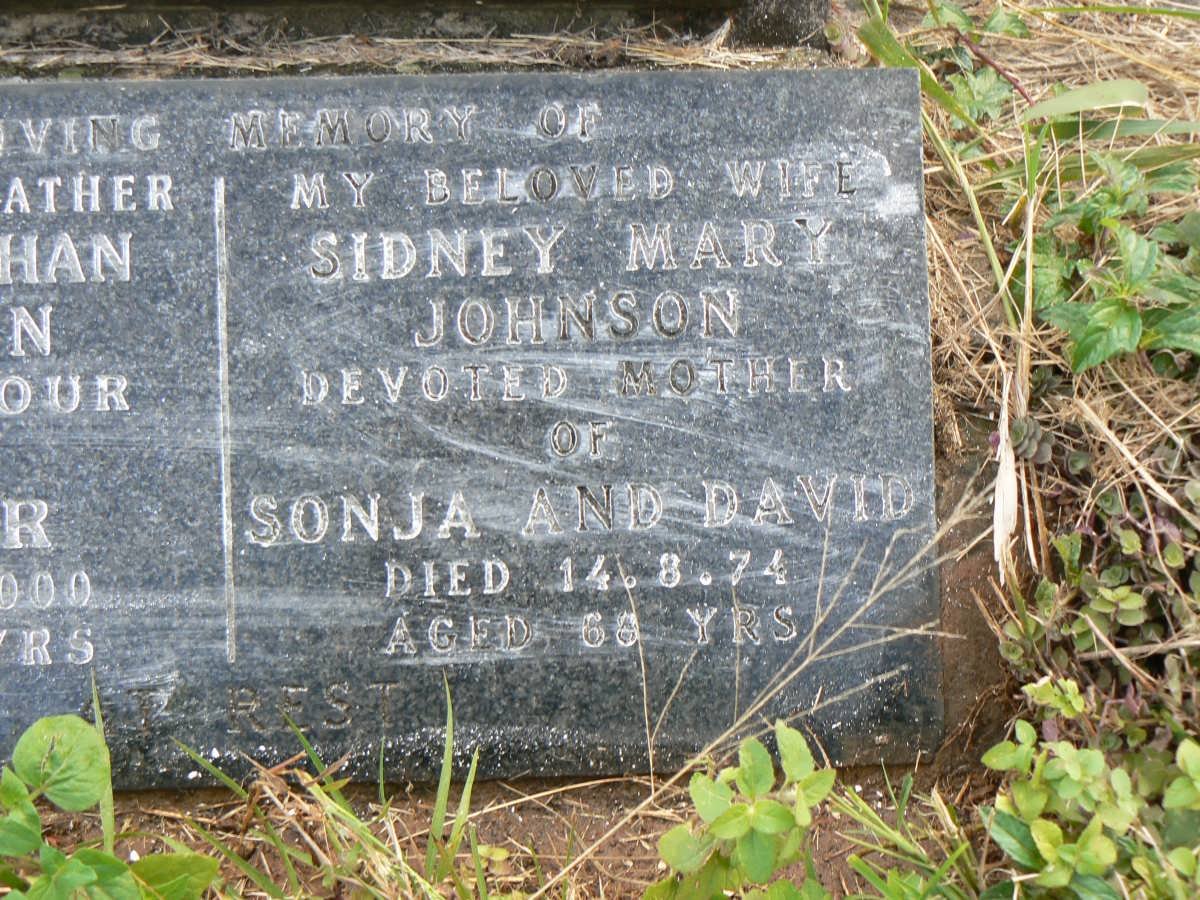 JOHNSON Harold Johan -2000 &amp; Sidney Mary 1974 :: JOHNSON Sara Matilda -1954