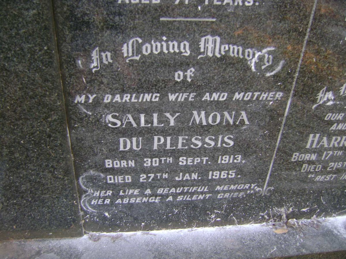 PLESSIS Sally Mona, du 1913-1965