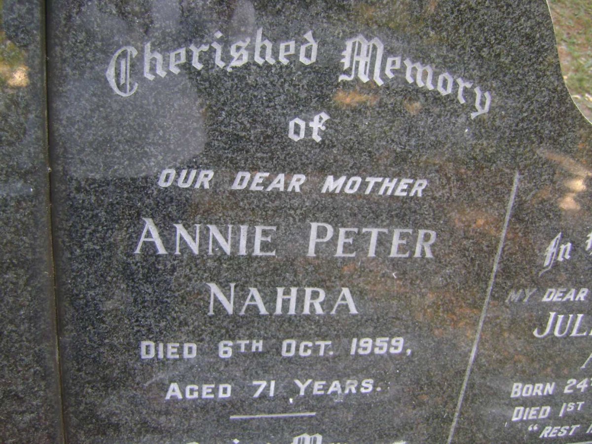 NAHRA Annie Peter -1959