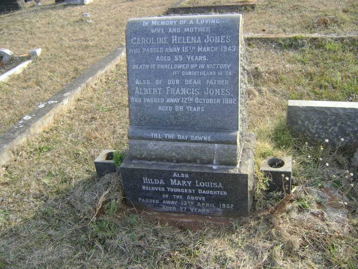 JONES Albert Francis -1982 &amp; Caroline Helena -1943 :: JONES Hilda Mary Louisa -1952