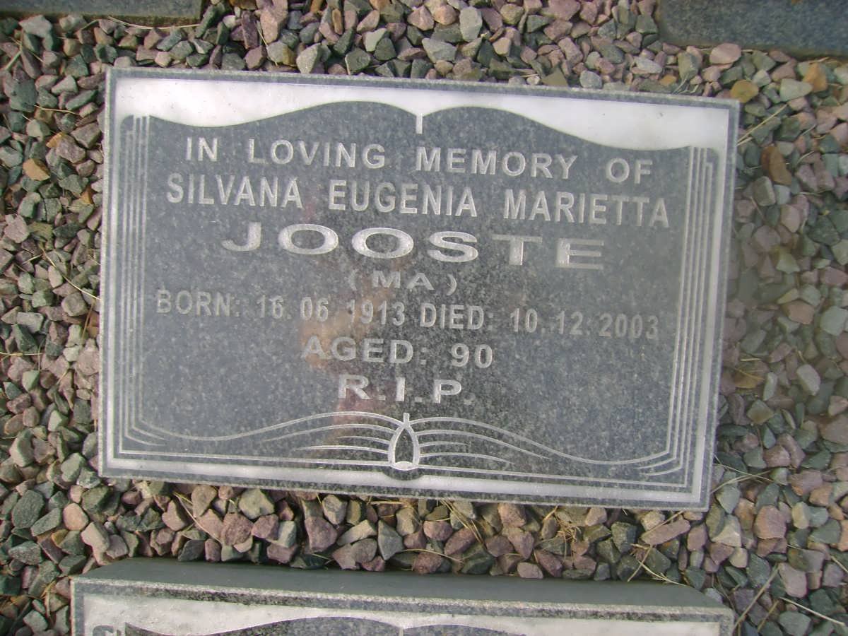 JOOSTE Martin 1936-1998 :: JOOSTE Martin Luther -1964 :: JOOSTE Silvana Eugenia Marietta 1913-2003
