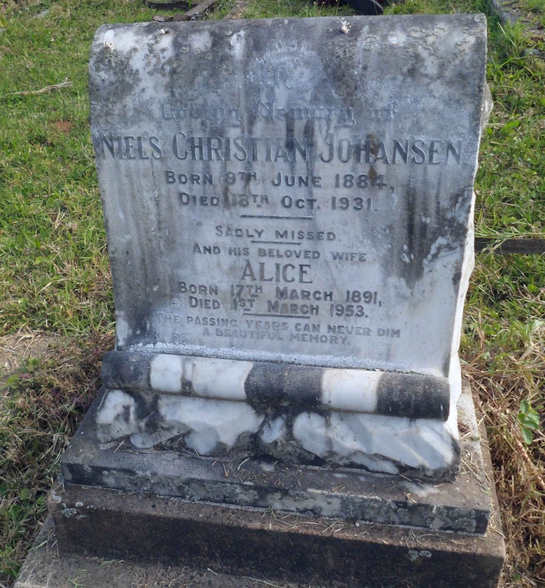 JOHANSEN Niels Christian 1884-1931 &amp; Alice 1891-1953