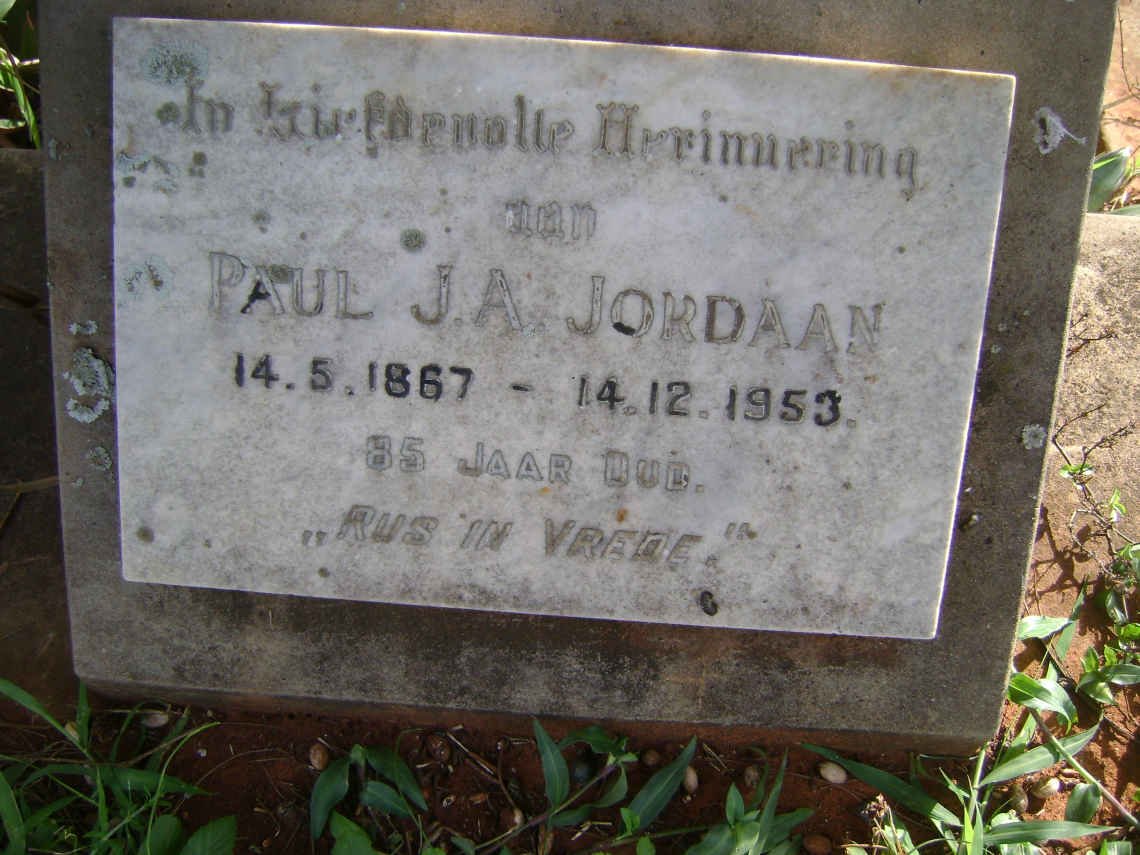 JORDAAN Paul J.A. 1867-1953