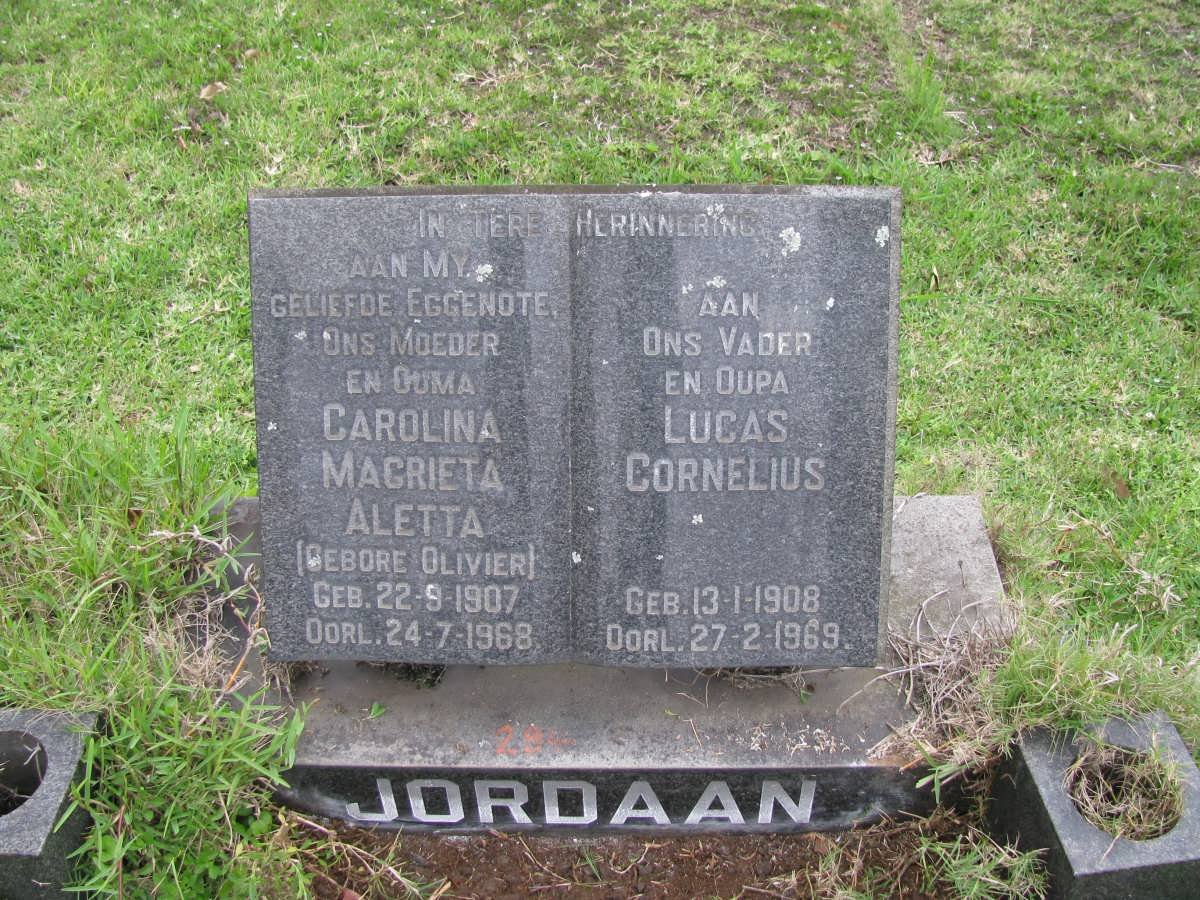 JORDAAN Lucas Cornelius 1908-1969 &amp; Carolina Magrieta Aletta OLIVIER 1907-1967