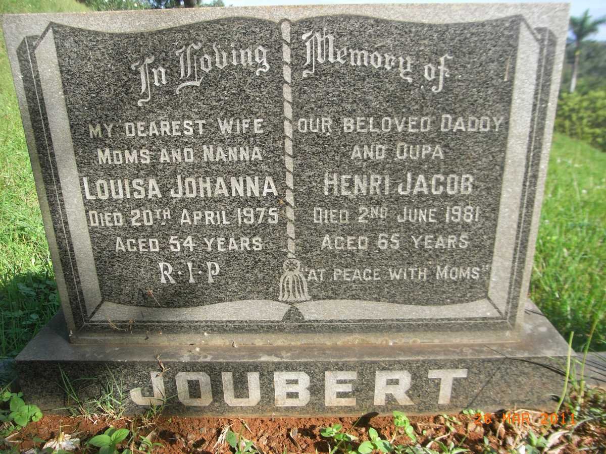 JOUBERT Henri Jacob -1981 &amp; Louisa Johanna -1975