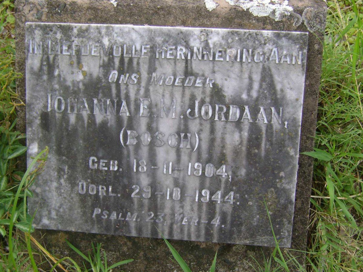 JORDAAN Johanna E.M. nee BOSCH 1904-1944