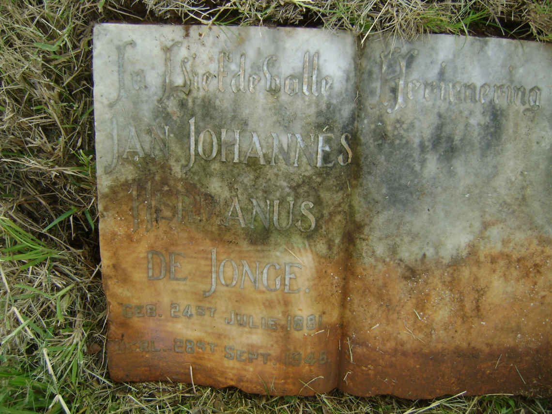 JONGE Jan Johannes Hermanus, de 1881-1946