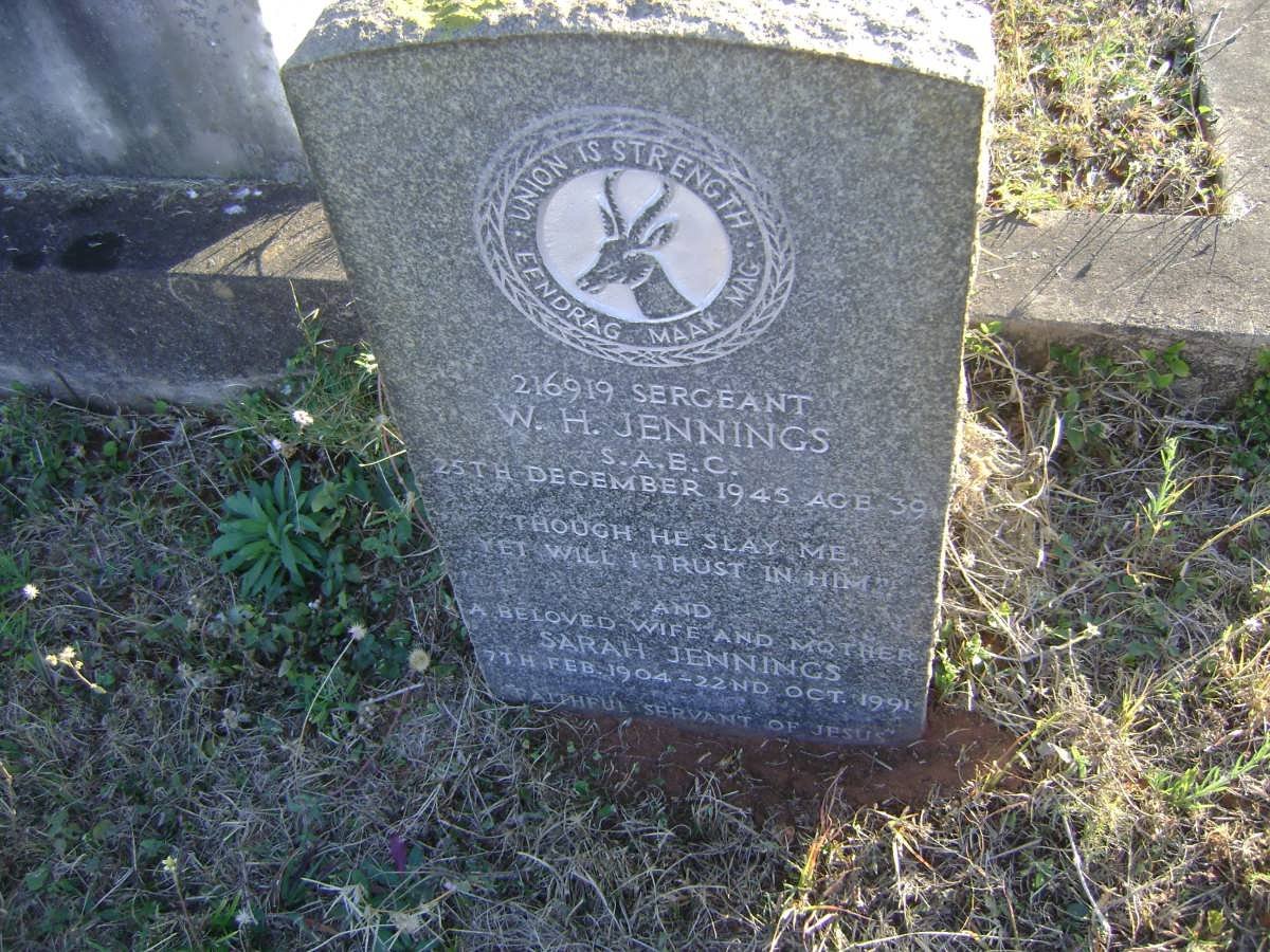 JENNINGS W.H. -1945 &amp; Sarah 1904-1991