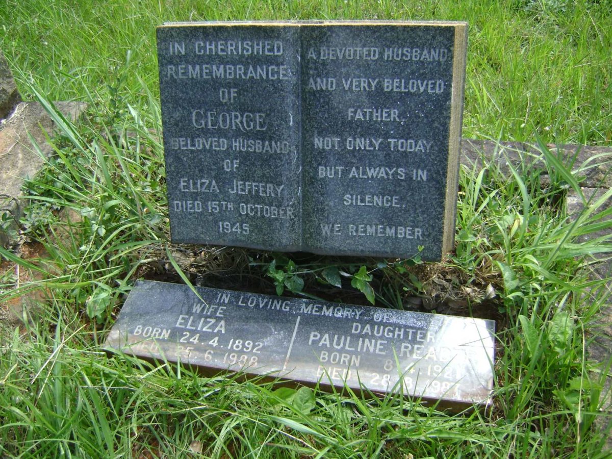 JEFFERY George -1945 &amp; Eliza 1892-1988 :: READER Pauline 1921-1987