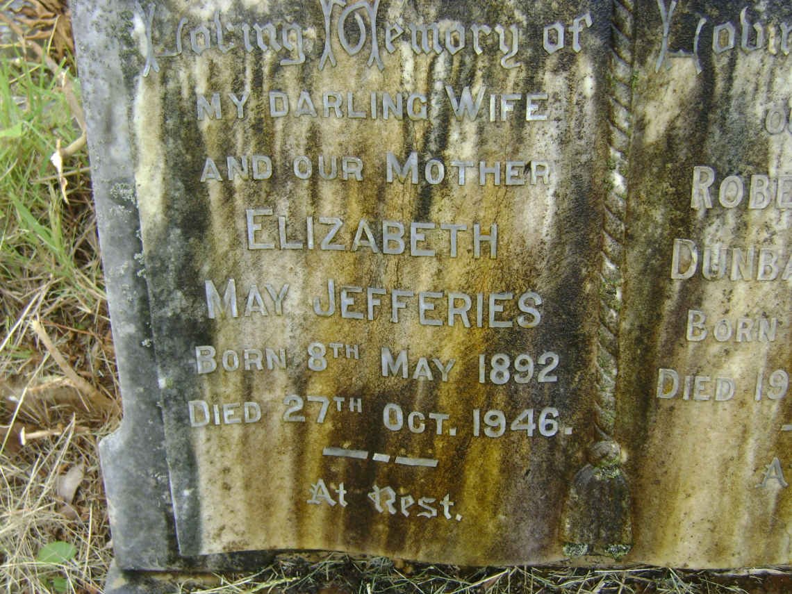 JEFFERIES Robert William Dunbar 1888-1949 &amp; Elizabeth May 1892-1946