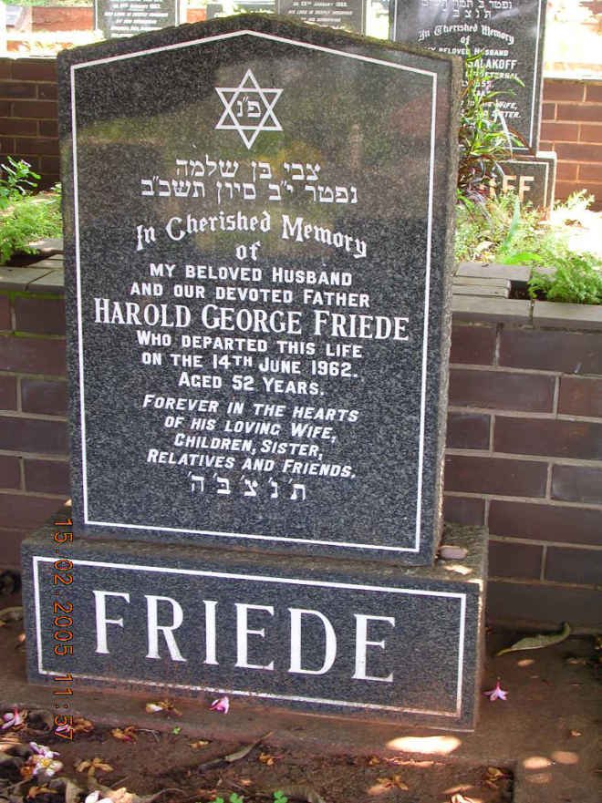 FRIEDE Harold George -1962