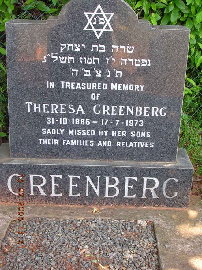 GREENBERG Theresa 1886-1973
