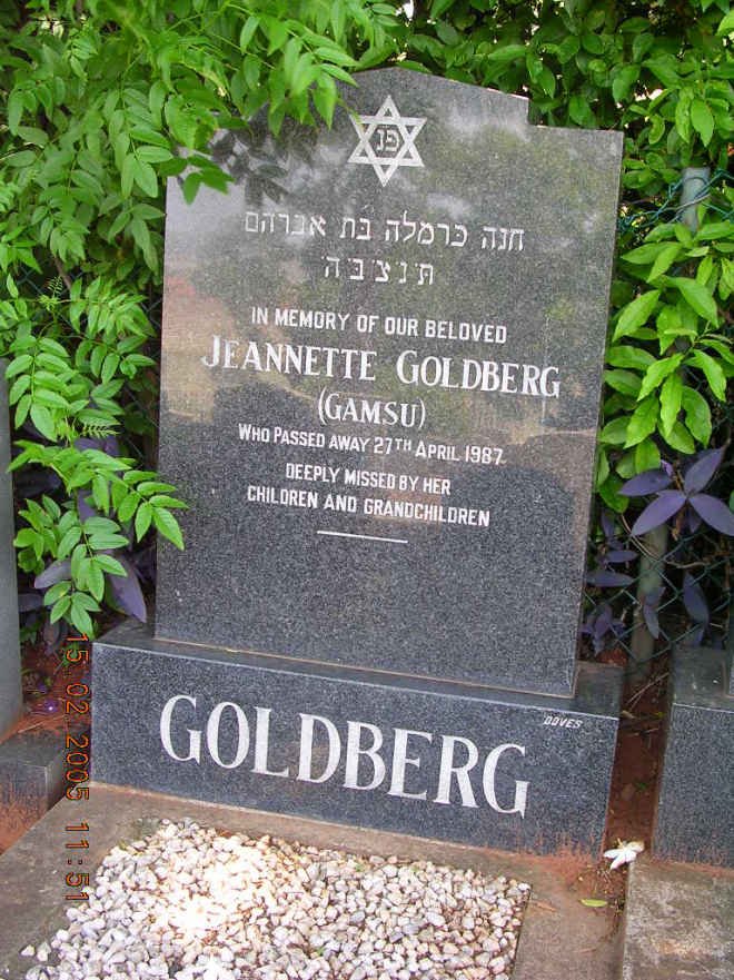 GOLDBERG Jeanette nee GAMSU -1987