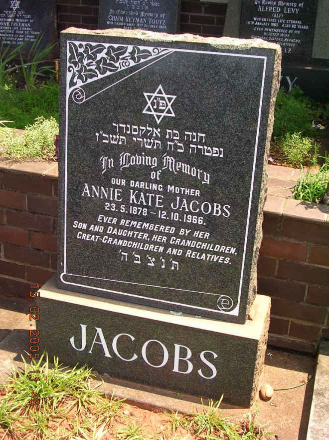 JACOBS Annie Kate 1878-1966