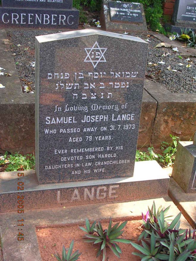 LANGE Samuel Joseph -1973