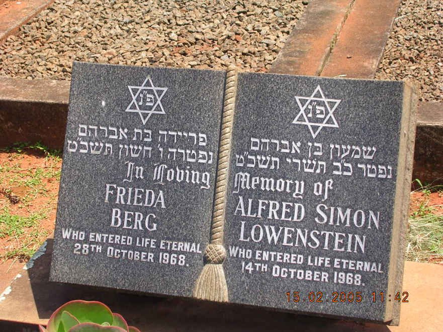 LOWENSTEIN Alfred Simon -1968 :: BERG Frieda -1968