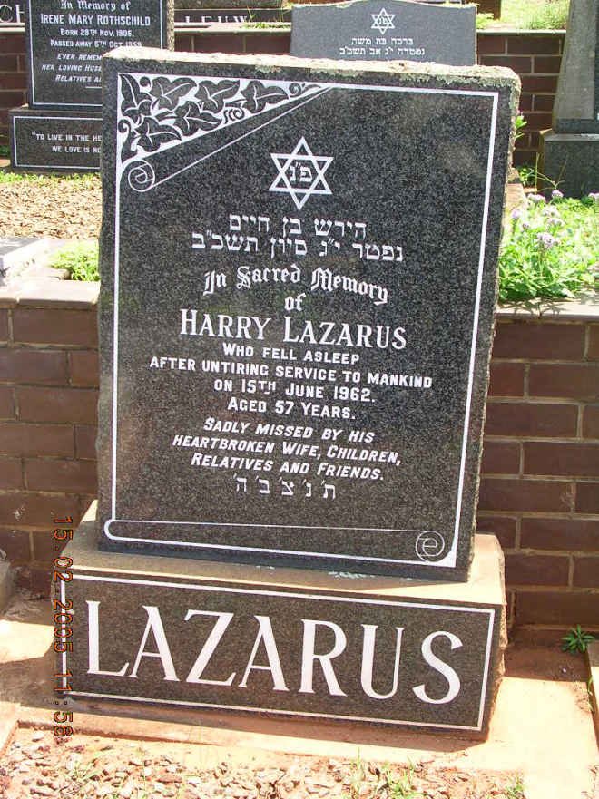 LAZARUS Harry -1962