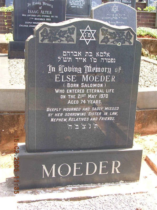 MOEDER Else nee SALOMON -1970