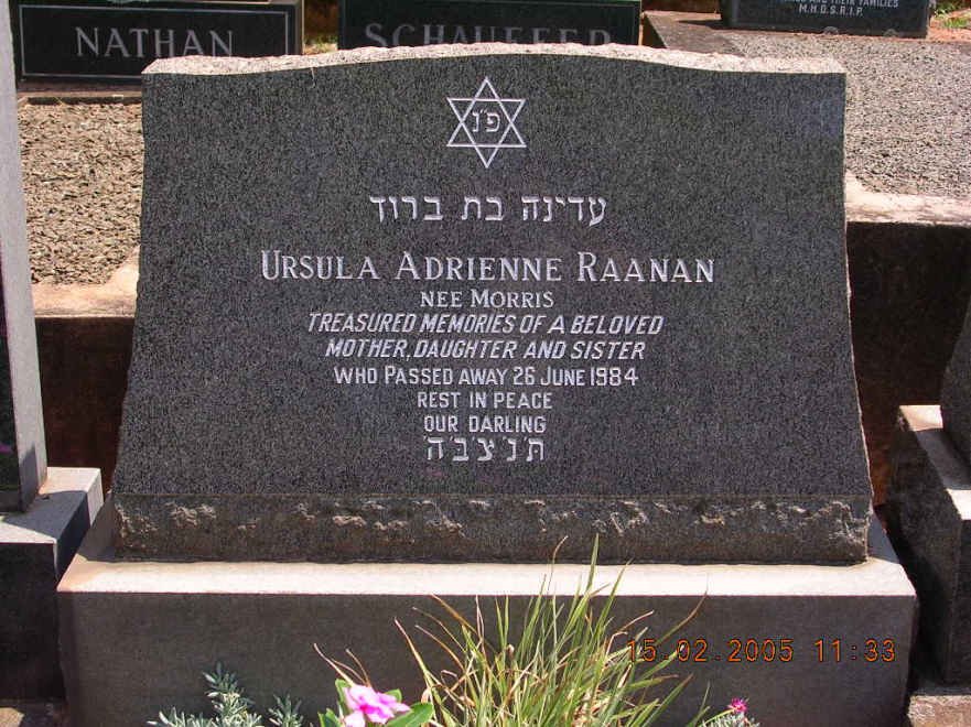 RAANAN Ursula Adrienne nee MORRIS -1984