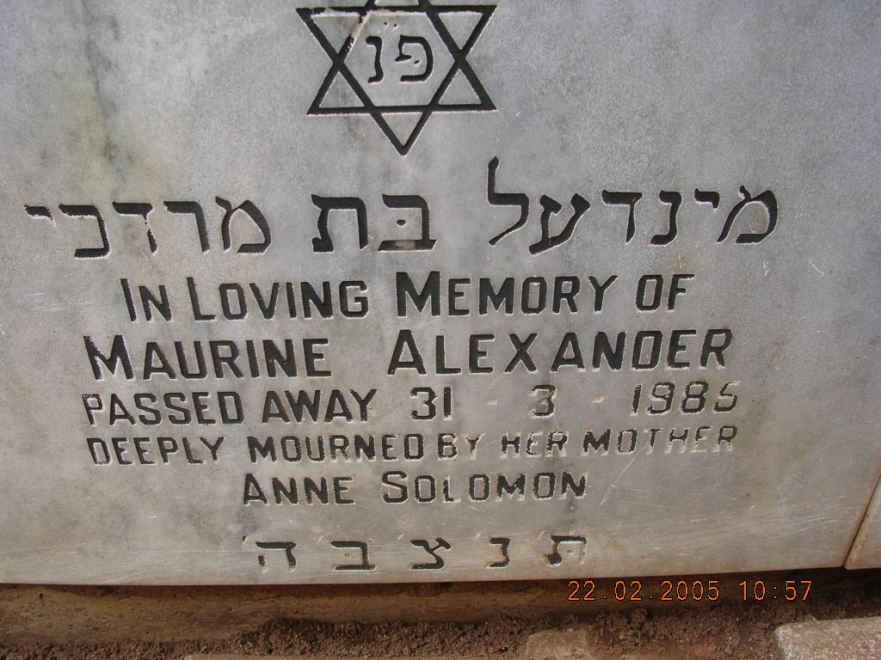 ALEXANDER Maurine -1985