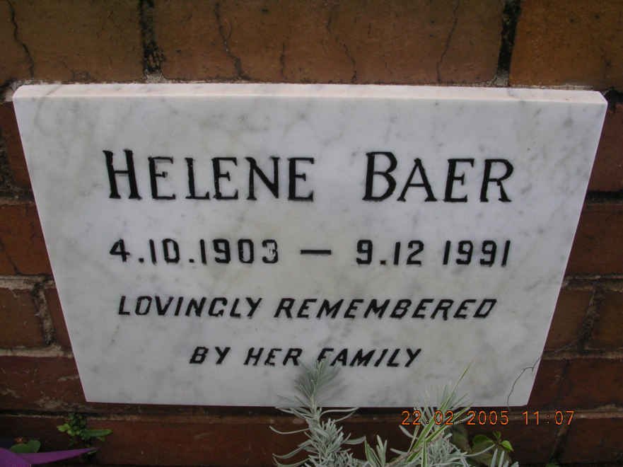 BAER Helene 1903-1991