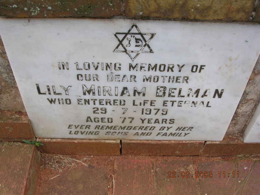 BELMAN Lily Miriam -1979