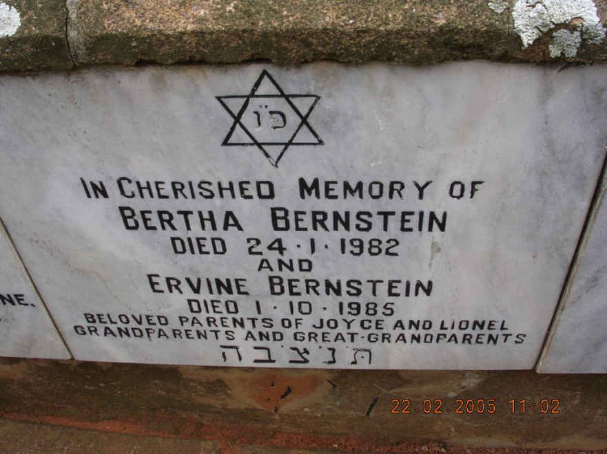 BERNSTEIN Ervine -1985 &amp; Bertha -1982