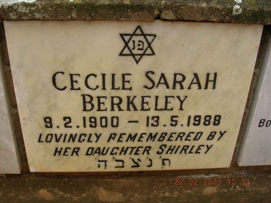 BERKELEY Cecile Sarah 1900-1988