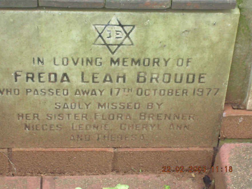 BROUDE Freda Leah -1977