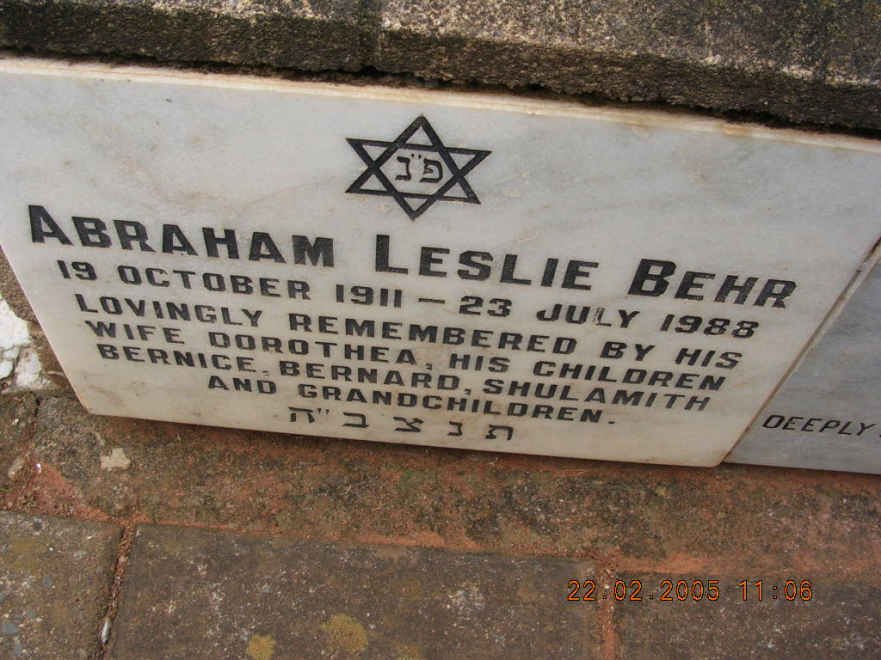 BEHR Abraham Leslie 1911-1988