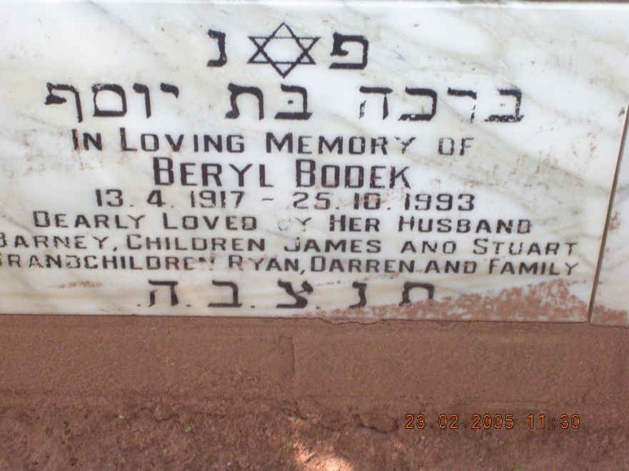 BODEK Beryl 1917-1993