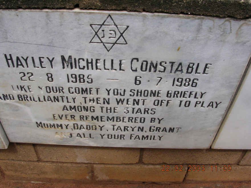 CONSTABLE Hayley Michelle 1985-1986