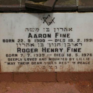 FINE Aaron 1900-1990 :: FINE Roger Henry 1939-1976