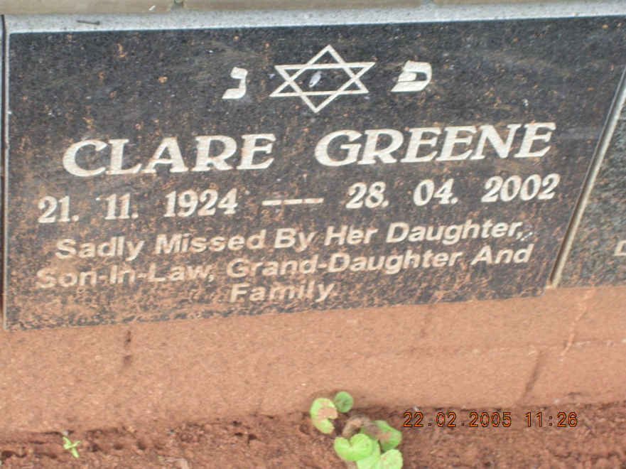GREENE Clare 1924-2002