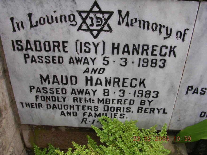 HANRECK Isadore -1983 &amp; Maud -1983