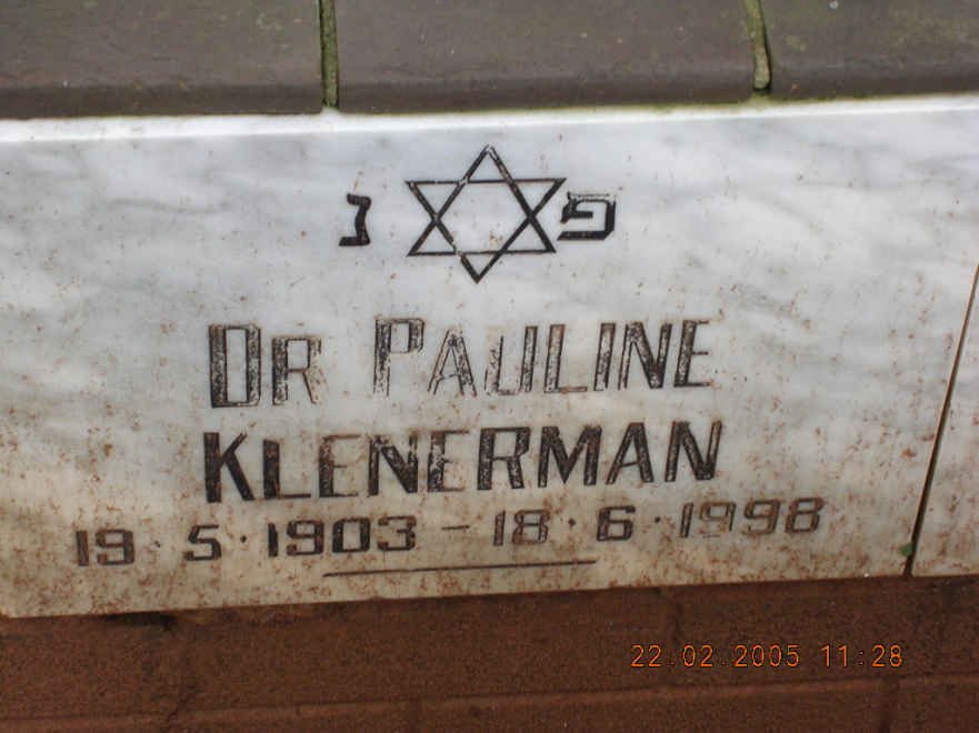KLENERMAN Pauline 1903-1998