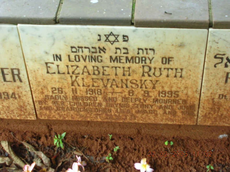 KLEVANSKY Elizabeth Ruth 1918-1995