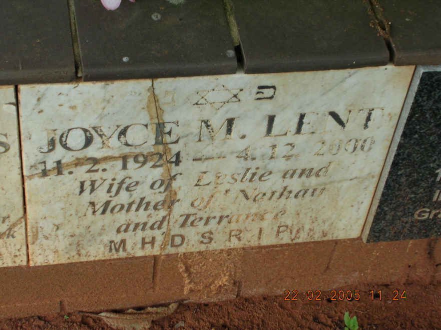 LENT Joyce M. 1924-2000