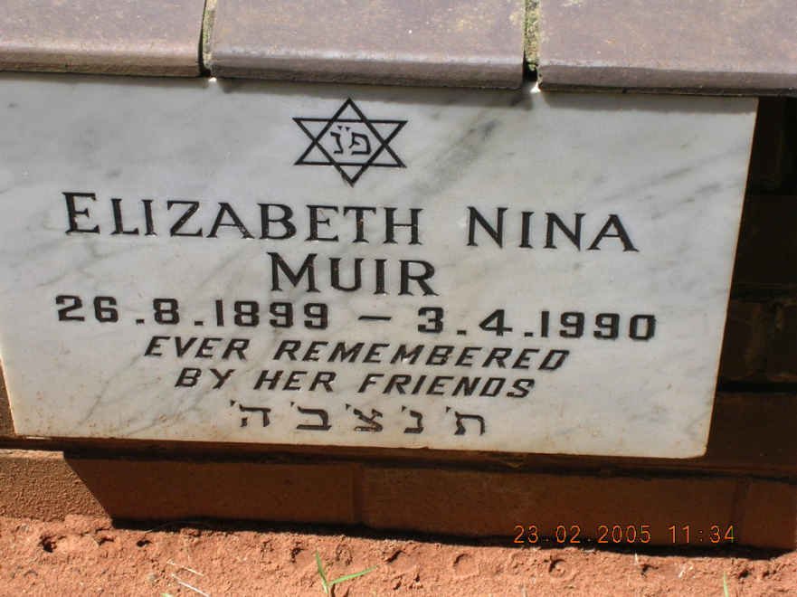 MUIR Elizabeth Nina 1899-1990