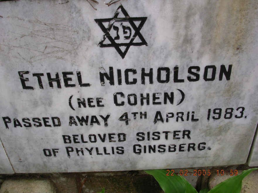 NICHOLSON Ethel nee COHEN -1983